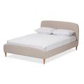 Baxton Studio Mia Mid-Century Light Beige Upholstered Queen Size Platform Bed 135-7410